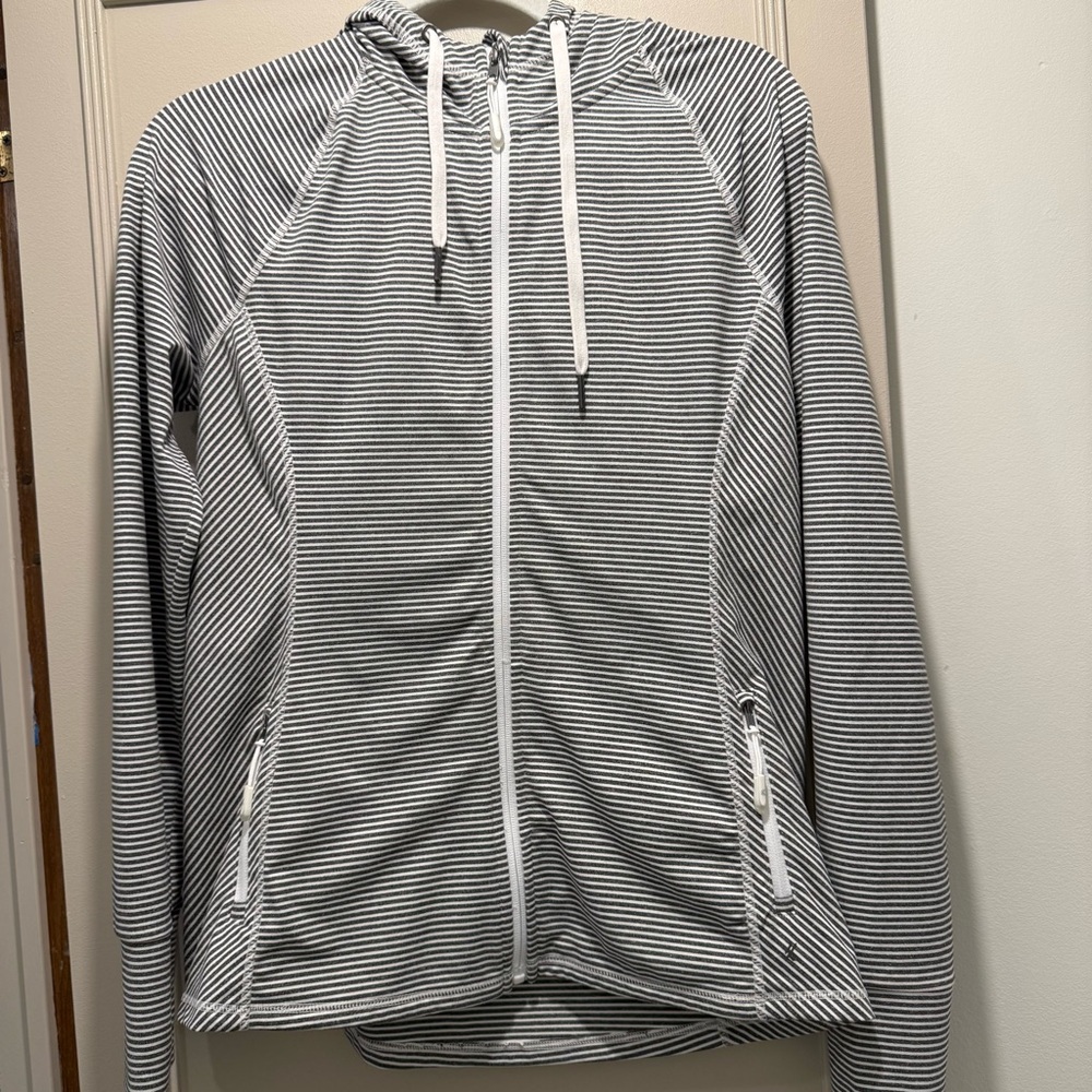Striped Zip-Up Hoodie with Drawstrings